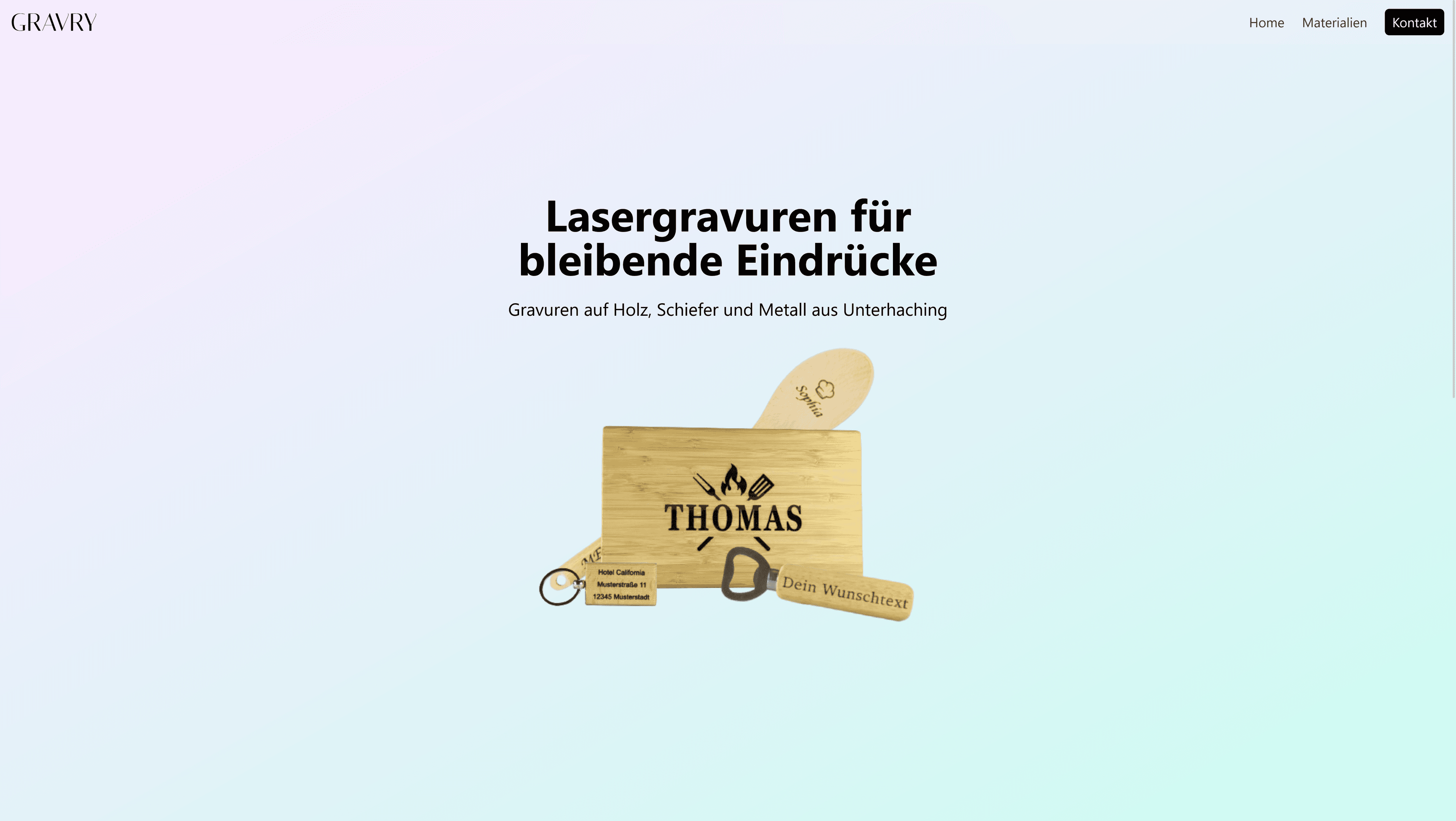 Gravry Website in der Desktop-Ansicht
