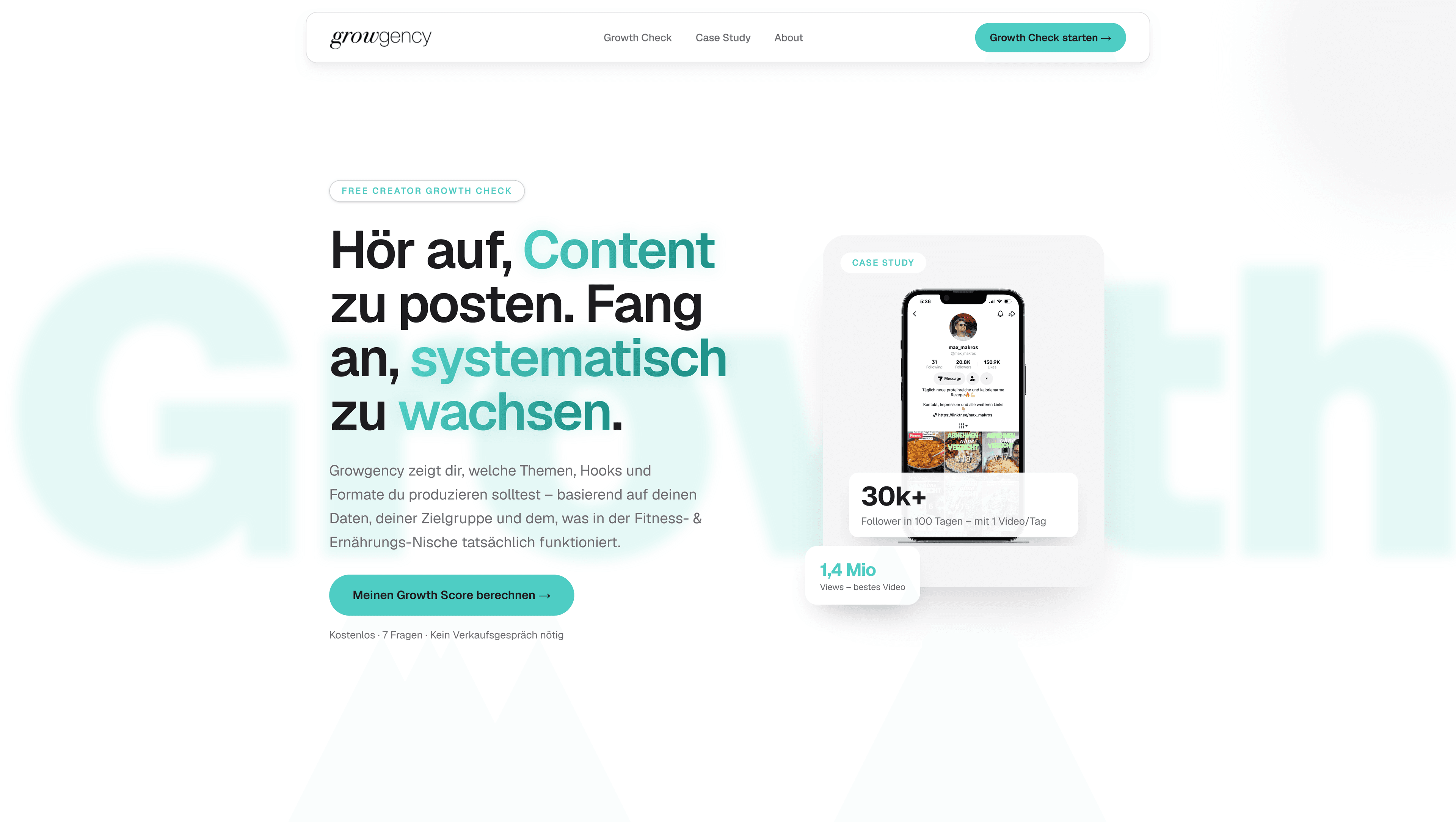 Growgency Website in der Desktop-Ansicht