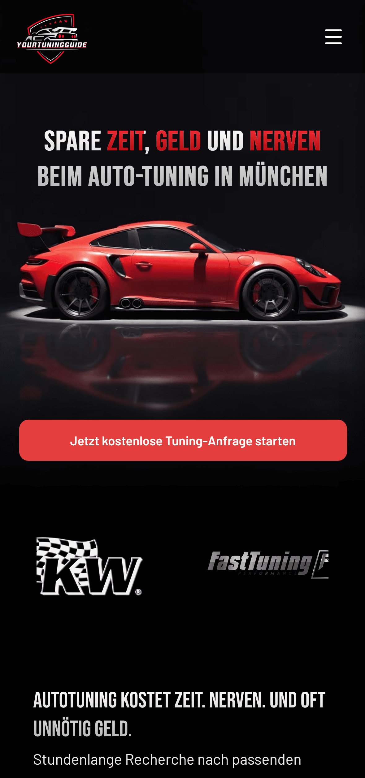 YourTuningGuide Website in der mobilen Ansicht