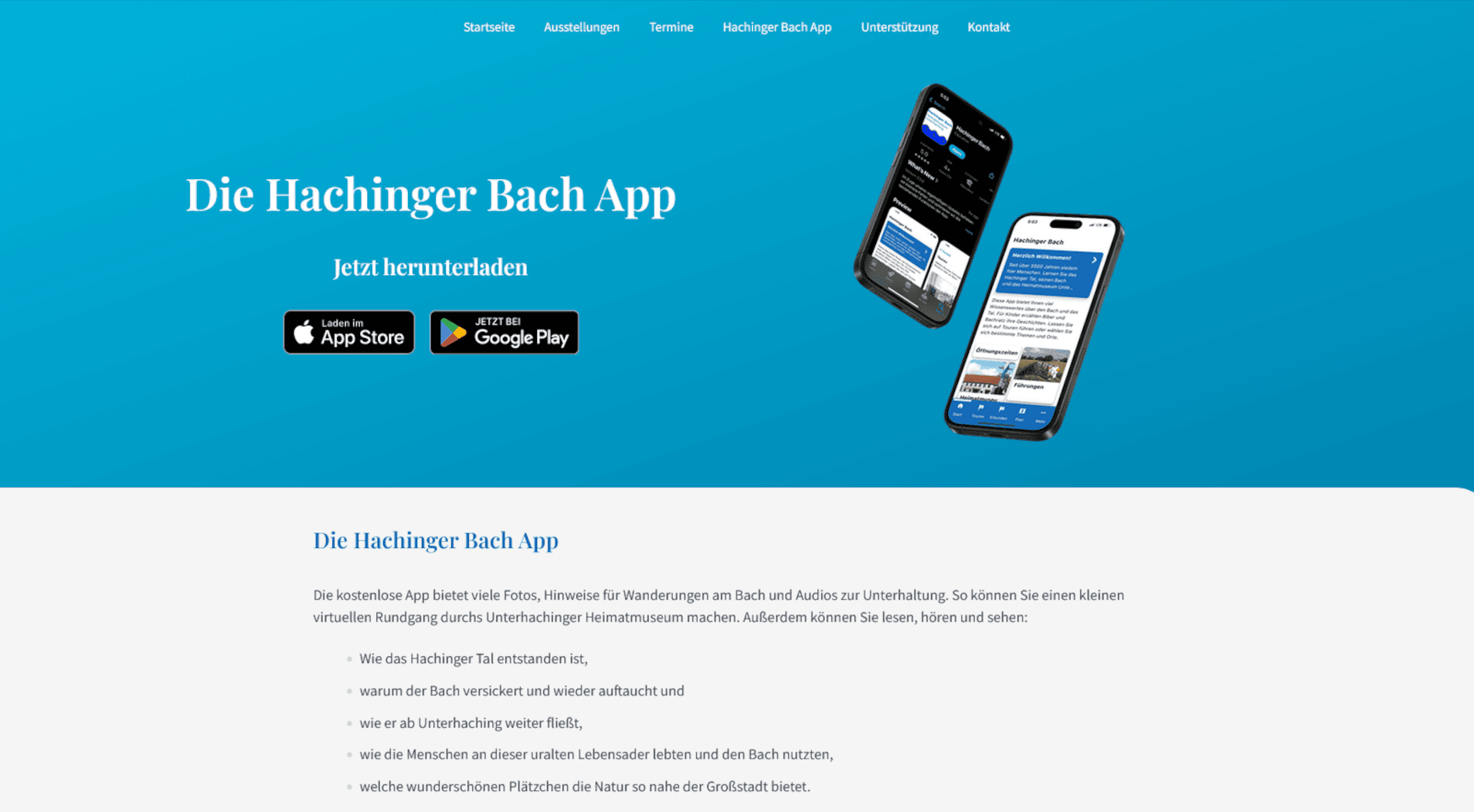 Heimatmuseum Unterhaching Website im Ausschnitt